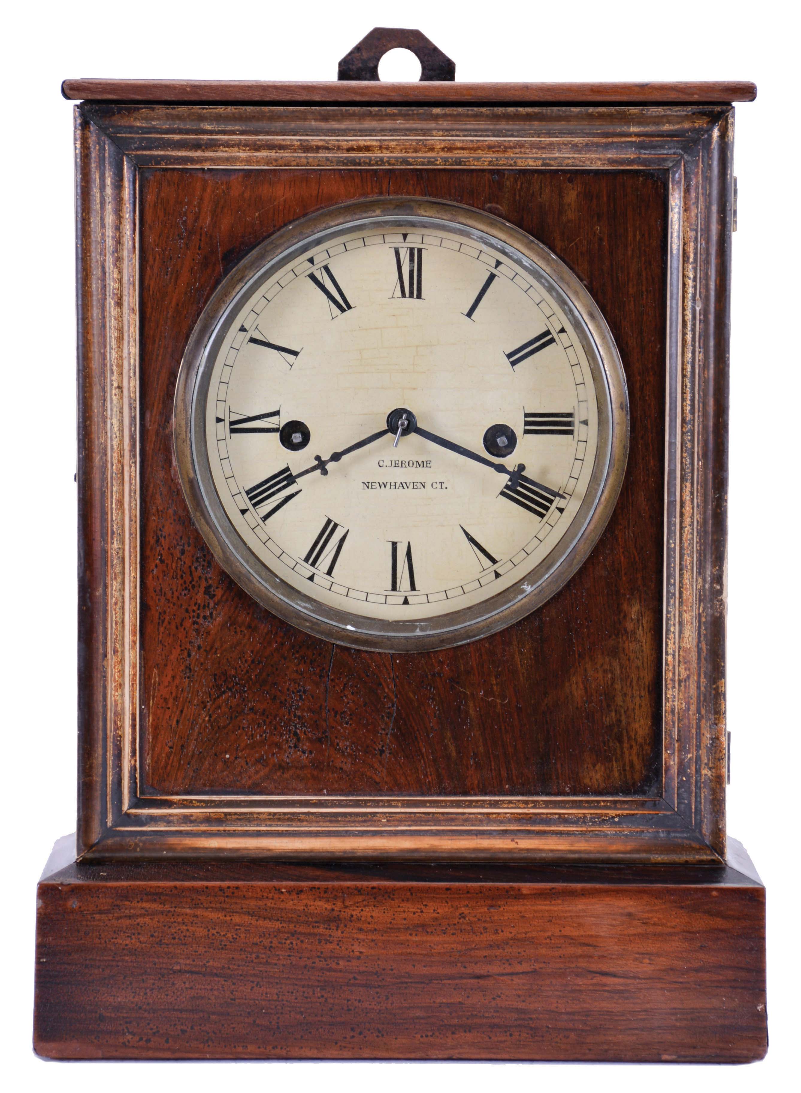 Chauncey Jerome, New Haven, Conn., "Union" model, 8 day, time and strike, spring fusee cottage clock. — Antique Clocks Price Guide