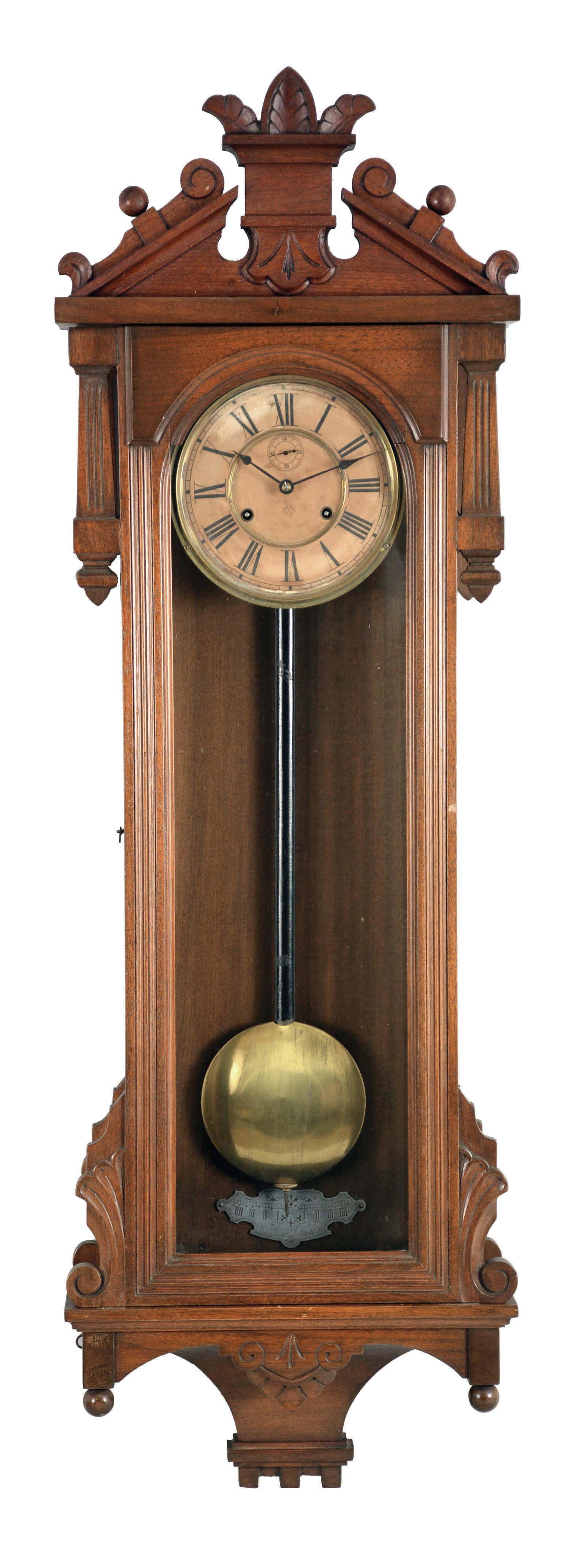 Ansonia Clock Co., New York, NY, "Prompt", 8 day, spring driven movement wall timepiece. — Antique Clocks Price Guide