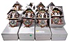 Clocks- 30 (Thirty) approximately German, Black Forest and Reproduction: including 20 (Twenty) modern German barometer, thermometer, clock combination in the form of a Swiss chalet, time and strike wooden works wag on wall, shelf cuckoo case only, Cuckoo and Quail wall clock American Cuckoo Clock Co., German porcelain wall clock and several modern and parts cuckoos, The lot includes a reproduction cast iron bank with soccer theme and a double singing bird in cage by Reuge.