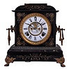 Ansonia Clock Co., New York, NY, "St. Clair", 8 day, time and strike spring driven movement enameled iron case mantel clock.