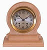 Chelsea Clock Co., Boston, Mass., 8 day, spring driven movement ship's bell clock mounted on a birdseye maple stand made by a Mr. Hulseberg. Serial No. 843259, 1982.