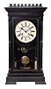 Seth Thomas Clock Co., Thomaston, Conn., "Garfield" shelf clock with an eight day weight driven time and strike (cathedral gong) movement in an ebony finished case.