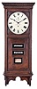 The Prentiss Improvement Clock Co., 49 Dey Street, New York, New York "Standard" wall clock with an 60 day time only movement with a seconds bit and a Prentiss patented calendar mechanism in an oak case.