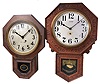 Clocks- 7 (Seven) American school house spring driven wall clocks including, Seth Thomas, Sessions, New Haven, Waterbury, Ansonia with advertising for "H.Z. Rhoads & Son, Lancaster PA", etc. including one case only in pressed oak with bezel