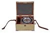 Thomas Mercer Ltd., St. Albans, England, break circuit chronometer with mechanism for sending a signal at one minute intervals, 14 jewel, two day fusee movement with Z balance, and spring detent escapement, an auxiliary wheel mounted to the the fourth wheel arbor closing a pair of contacts for one second every minute, mounted to an aluminum plate, and contained in an aluminum canister silvered dial showing seconds on the outer ring, with subsidiary 24 hour chapter, blued steel hands, all contained in a fabric covered, wooden box with screw terminals, serial # 20914, mid 20th century