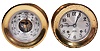 Chelsea Clock Co., Boston, Mass., "Chelsea" matching clock and barometer set, brass case "ship's bell" marine clock with 4" silvered dial, serial #783834