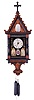 Black Forest: Hans Konrad, Brux Czech Republic, Biedermeier style wall clock, 30 hour, time and gong strike, weight-driven movement with wood plates and brass wheels within a pine case with reverse painted glass front. The overall form of the case is typical of Black Forest Biedermeier wall clocks and the mechanism is essentially the same as most cuckoo clocks of this vintage. The elaborate case ornamentation features Catholic themes such as the cross, the Sacred Heart, and two small prints depicting Jesus.