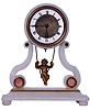 French, Farcot, 8 day, spring driven, Farcot-style chaff cutter movement with swinging doll pendulum in an alabaster mantel case.