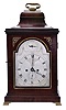 England, James Forsythe London, 8 day, double fusee, time and strike bracket clock, in a mahogany bell top case and with subsidiary calendar dial above the numeral 6.