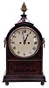 English, 8 day, Regency style, inlaid mahogany, double fusee, time and strike bracket clock with painted dial and engraved back plate movement.