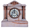Ansonia Clock Co., New York, unidentified model shelf clock with an 8 day spring driven time and strike visible escapement movement in a white onyx case.