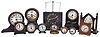 Clocks- 30 (Thirty) Novelty and desk clocks; One barometer. Makers include Seth Thomas, New Haven, Waltham, Burroughs, Lux, Westclox, Oswald rotating eyes dog, Badische Uhrenfabrik Terry Clock Co. and others. Clocks include an unusual flying pendulum timepiece.