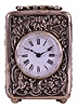 France, small carriage clock, the silver case with repousse ornament in the rococo style, Roman numeral white enamel dial, blued steel hands, 8 day timepiece movement with lever platform