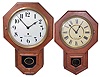 Clocks- 5 (Five) short drop spring driven wall clocks: (1) Ansonia, time only; (2) Waterbury, time only; (3) New Haven, time and strike; (4) Seth Thomas, time only; (5) Seth Thomas, time only