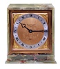 Elliott, London, for Garrard & Co., Ltd., shelf clock, rectilinear green onyx case with gilt bezel, gilt composite dial, blued steel trefoil hands, 8 day timepiece movement with lever escapement