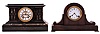 Clocks- 2 (Two): (1) Ansonia Clock Co., New York, unidentified shelf clock with a spring driven, 8 day, time and strike, (rack and snail) movement with visible escapement in a marble case, c1904; (2) Sessions Clock Co., Forestville, Conn., "Dawson" tambour mantel clock with a spring driven, 8 day time and half hour strike movement in a mahogany finished case, c1914.