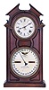 Ithaca Calendar Clock Co., Ithaca, NY, "No. 8 Shelf Library" with a spring driven 30 day Hubbell time only movement and a perpetual calendar mechanism in a walnut case.