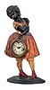 Bradley and Hubbard, Meriden, Conn., "Topsey" blinking eye clock with a spring driven balance wheel timepiece movement (unsigned) in a cast iron case.