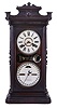 Ithaca Calendar Clock Co., Ithaca, NY, "Index" shelf clock with a spring driven, 8 day, time and strike movement (E. N. Welch, Forestville, Conn.) with a Hortons perpetual calendar mechanism in a walnut case.