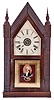 Forestville Mfg. Co., (J.C. Brown), ripple molding sharp gothic or steeple clock with 8 day, time, strike and alarm spring driven movement .