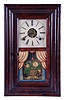 Clocks- 3 (Three): (1) New Haven Clock Co., New Haven, Conn., "Derby", 8 day, time, strike and alarm shelf clock, c1880; (2) Brewster & Ingrahams, Bristol, Conn., 30 hour, time, strike and alarm movement small OOG shelf clock with brass springs, c1850; (3) Bradley Manf'g Co., Southington, Conn., 8 day, time and strike cottage clock