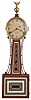 Walter H. Durfee, Providence, Rhode Island, cross banded veneer Patent or banjo timepiece, with 8 day, time only, weight driven, brass movement .