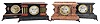 Clocks- 4 (Four): (1) Seth Thomas Clock Co., Thomaston, Conn., "Mystic", 8 day, time and strike spring driven movement Adamantine celluloid finish) mantel clock, c1898; (2) Seth Thomas Clock Co., Thomaston, Conn., "Clay", 8 day, time and strike spring driven movement Adamantine mantel clock, c1906; (3) Seth Thomas Clock Co., Thomaston, Conn., 8 day, time and strike spring driven movement Adamantine mantel clock, c1906; (4) Seth Thomas Clock Co., Thomaston, Conn., 8 day, time and strike spring driven movement Adamantine mantel clock, c1900.
