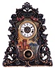 Waterbury Clock Co., Waterbury, Conn., 30 hour, time, strike and alarm spring driven movement iron front shelf clock.