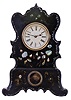 American Clock Co., New York, New York, 8 day, time and strike spring driven movement iron front shelf clock.