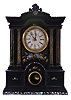 American Clock Co., New York, New York, 8 day, time and strike spring driven movement iron front shelf clock. Movement appears to be a New Haven Clock Co.