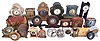 Clocks- 50+ (Fifty plus) Novelty Clocks and Clock-related Sundries: Makers include: Lux, Telechron, Kroeber, Sessions, Howard Miller, Gruen, Deluxe, Waltham, Seth Thomas, Ansonia, Schatz, United, and many others. Sundry items include ashtrays, cologne bottles, salt & pepper shakers, mugs, shot glasses, statuettes, trivets, lamps, spoon holders, match holders, paperweights, and bookends.