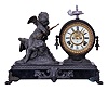 Ansonia Clock Co., New York, NY, "Cupid" figural mantel clock with an 8 day spring driven time and half hour strike movement with visible escapement in a cast metal case.