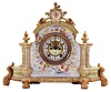 Ansonia Clock Co., New York, NY, "La Champagne" shelf clock with a spring driven, 8 day time and half hour strike movement with visible escapement in a porcelain case.