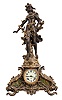 Ansonia Clock Co., New York, NY, "Etruria and Blossom" figural mantel shelf clock with a spring driven, 8 day time and half hour strike movement in a cast metal case.