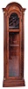 Clock Parts: (1) One modern tall clock case in oak; (2) 8 day weight driven 5-tube chime tall clock movement by Jauch; (3) Electrically driven 5-tube chiming tall clock movement by Revere Clock Co. of Cincinnati, OH with Telechrone synchronous motor and dial; (4) 6 sets of tubular chimes: one set of four, one set of seven, and four sets of five; (5) three tall clock pendulums.