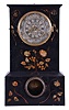 Ansonia Clock Co., New York, NY, 8 day, time and strike spring driven movement Iron case with MOP shelf clock.