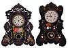 Clocks- 2 (Two): (1) Terhune & Edwards, New York, New York, 30 hour, time and strike spring driven movement iron front shelf clock, c1865; (2) Terhune & Botsford, New York, New York, 8 day, time and strike spring driven movement iron front with MOP shelf clock, c1850.