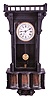 Sidney Advertising Clock Co., Sidney Otsego County, New York, huge "Advertising", wall clock, 8 day, time and calendar, spring driven movement in a soft wood case with a papered metal dial and a separate movement for rotating advertising canisters every five minutes.