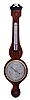 Barometers- 3 (Three) English Barometers: (1) English, banjo or wheel barometer signed "C. Marinone & Bardoli" with inlayed mahogany case and mercury thermometer; (2) English, banjo or wheel barometer signed "J. Donegani, Northampton with alcohol thermometer with a book matched mahogany case with inlays; (3) English, banjo or wheel barometer with alcohol thermometer, hygrometer, and spirit level in walnut case.