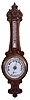 Barometers- 2 (Two) English: (1) Lloyd, Payne & Amiel, Manchester, aneroid barometer with alcohol thermometer with red accented scales in a carved oak case with floral design; (2) Chapman, Lewes, banjo or wheel mercury barometer with thermometer, hygrometer, and spirit level in a rosewood veneered case.
