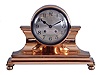 Chelsea Clock Co., Boston, Mass., "Tambour No. 1", bronze case with brass ball feet, 5" Arabic numeral silvered dial with patinated bezel, and marked "Wright, Kay & Co., Detroit, blued steel hands, 8 day time and house strike movement with lever escapement, serial #163040