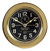Chelsea Clock Co., Boston, Mass., U.S. Navy Boat Clock, polished brass case with screw on bezel, black dial with silvered Arabic numerals and engraved ordnance department number, 8 day timepiece movement with lever escapement, serial #57760