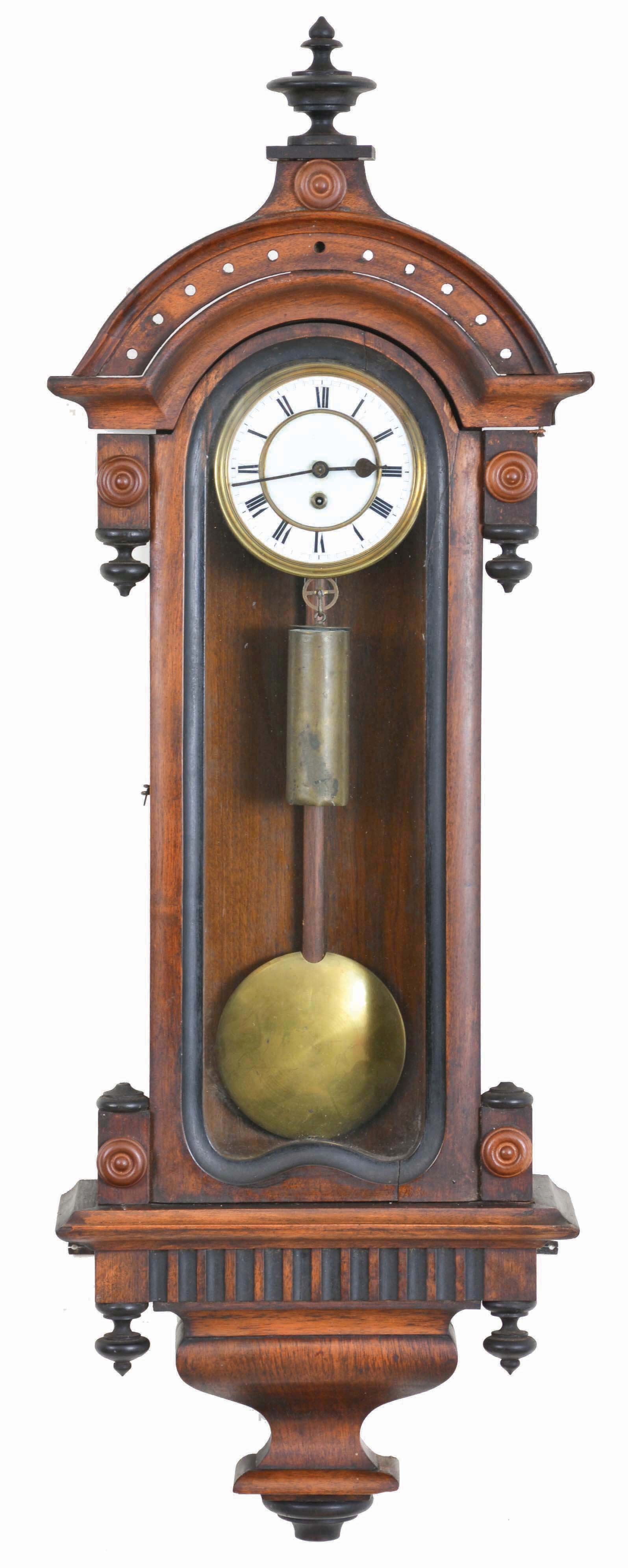 Germany, small 8 day, weight brass movement Vienna wall timepiece. — Antique Clocks Price Guide