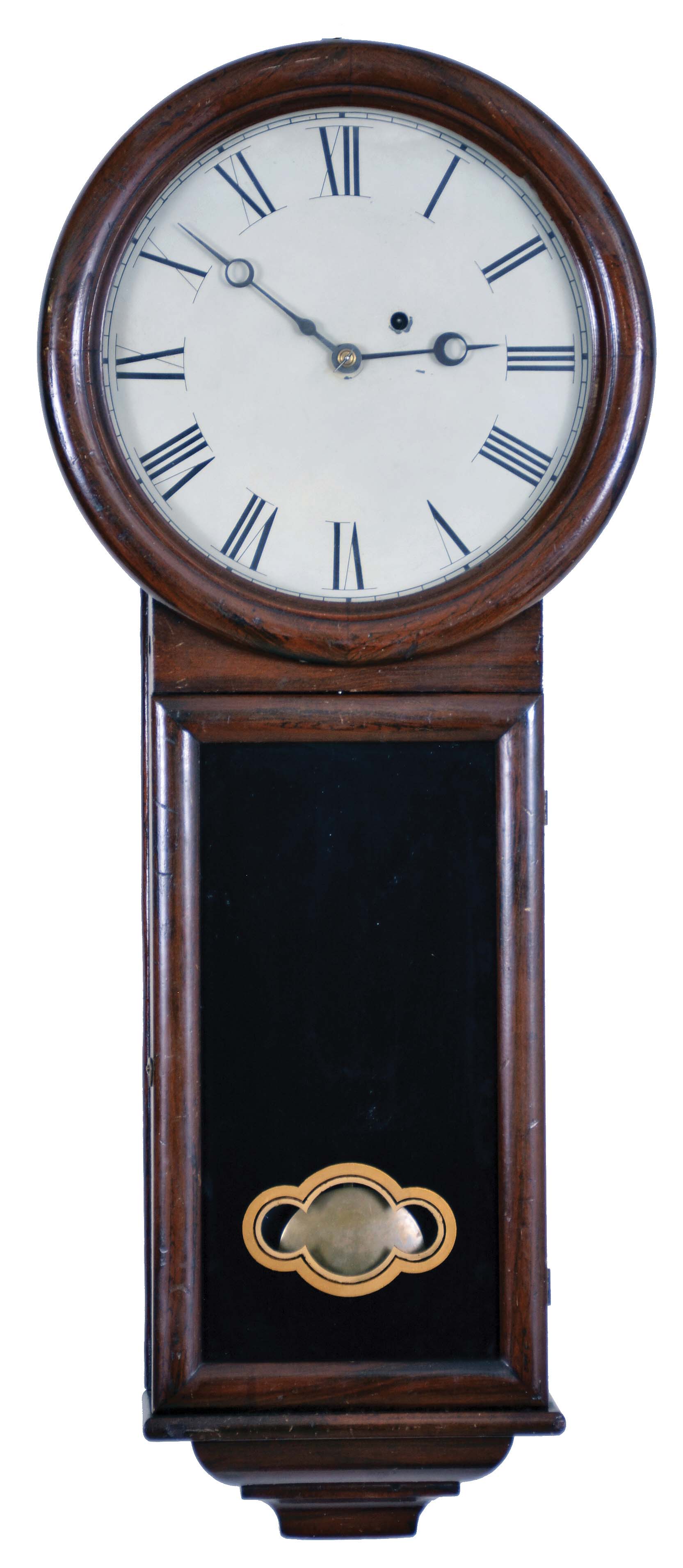 Unknown, probably a Massachusetts made 8 day, weight brass movement wall timepiece. — Antique Clocks Price Guide