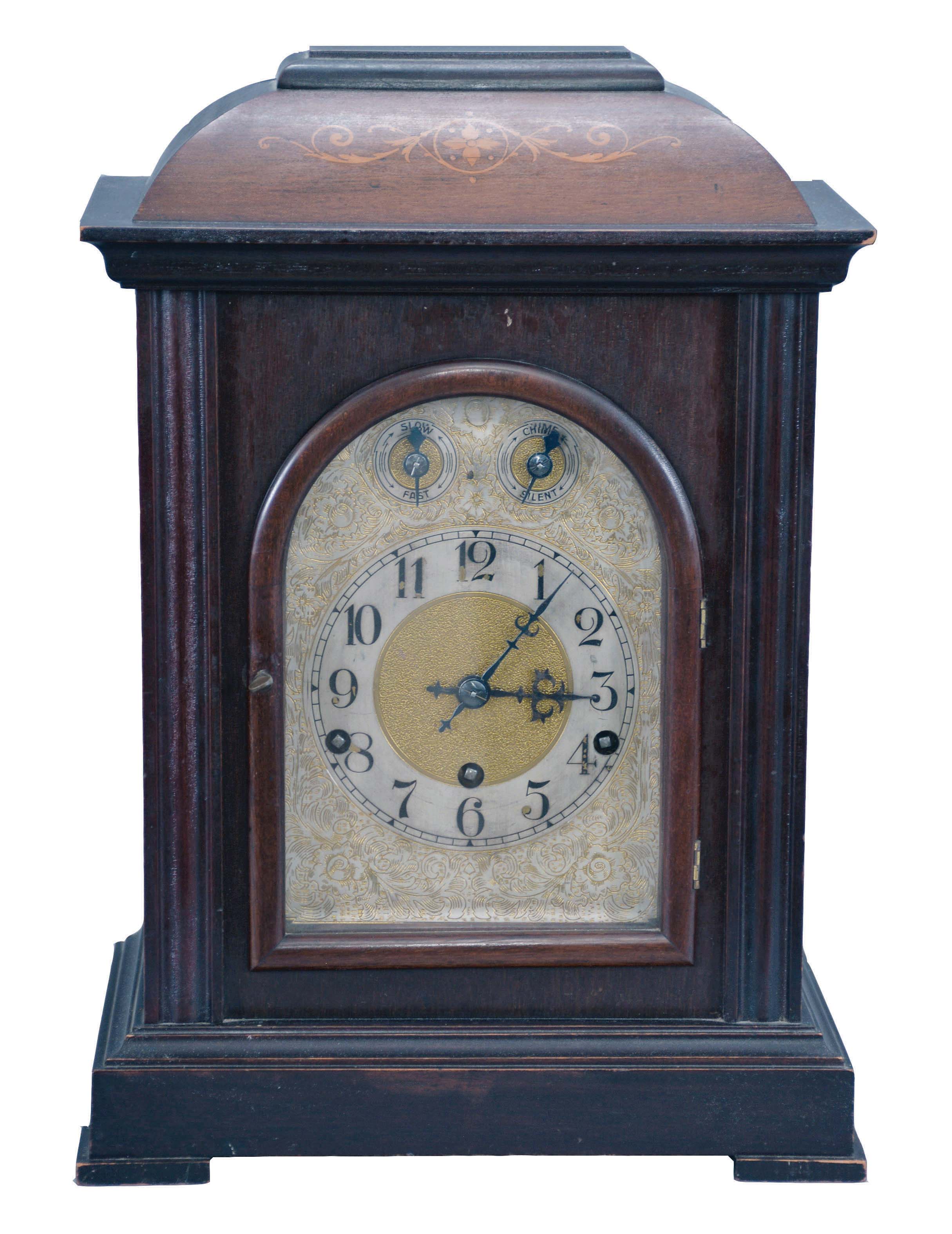 Germany, Kienzle, 8 day, time and strike, spring brass Westminster chime movement mantle clock. — Antique Clocks Price Guide