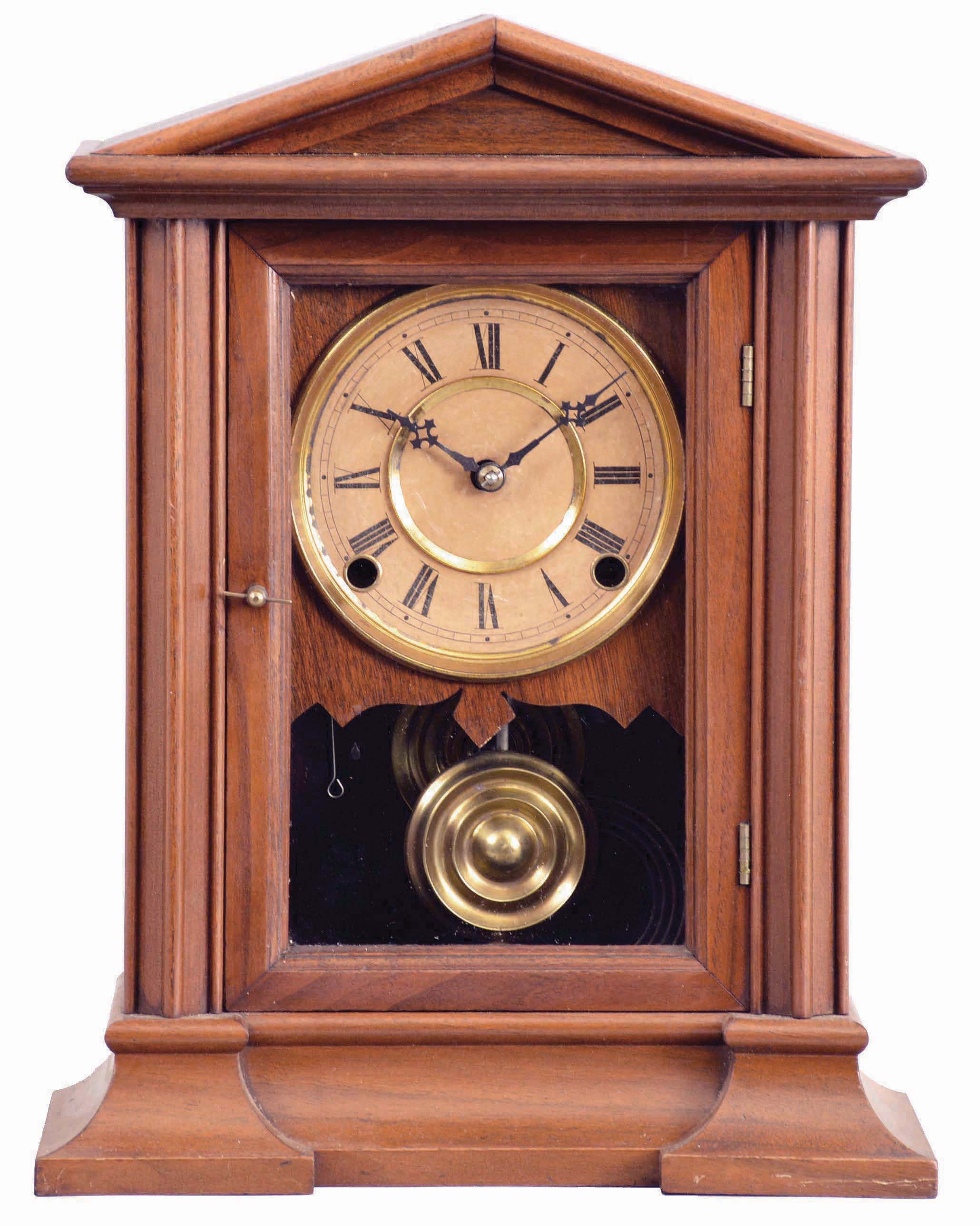 E. Ingraham &amp; Co., Bristol, Conn., "Episode", 8 day, time and strike, spring brass movement mantel clock. — Antique Clocks Price Guide