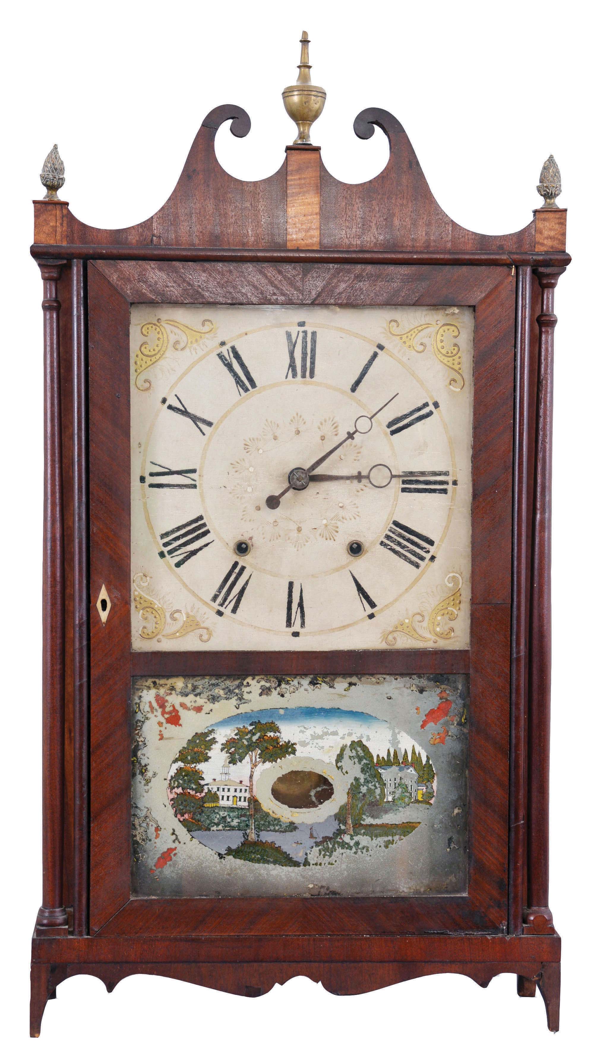 Butler and Henderson, Annapolis, Nova Scotia, 30 hour, time and strike, weight wood movement pillar &amp; scroll shelf clock. — Antique Clocks Price Guide