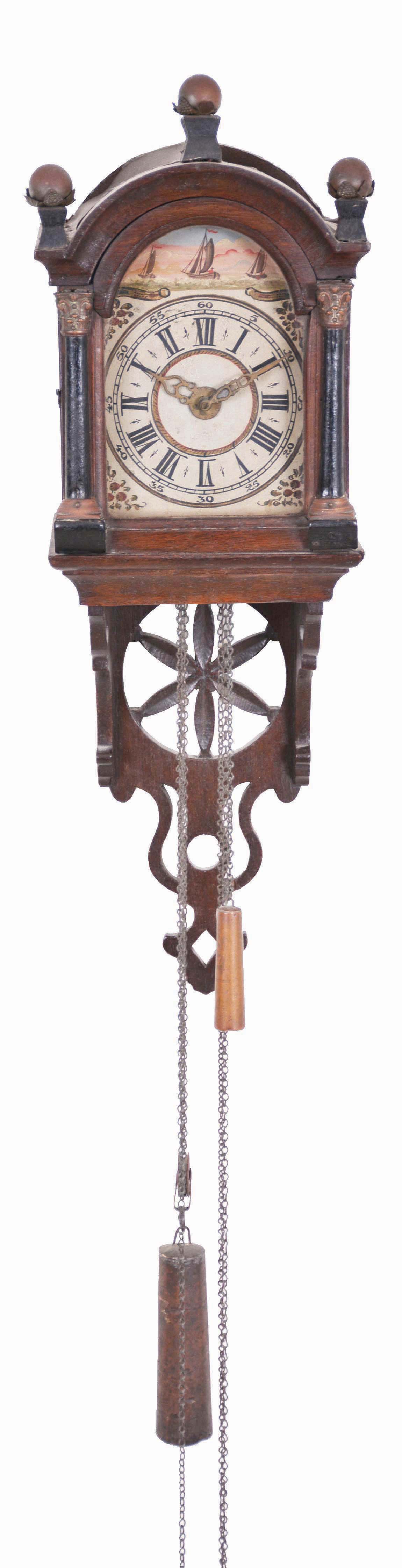 Dutch Friesian Schippertje, or miniature "hood" clock, the dial 5 inches by 8 inches, a good period clock — Antique Clocks Price Guide