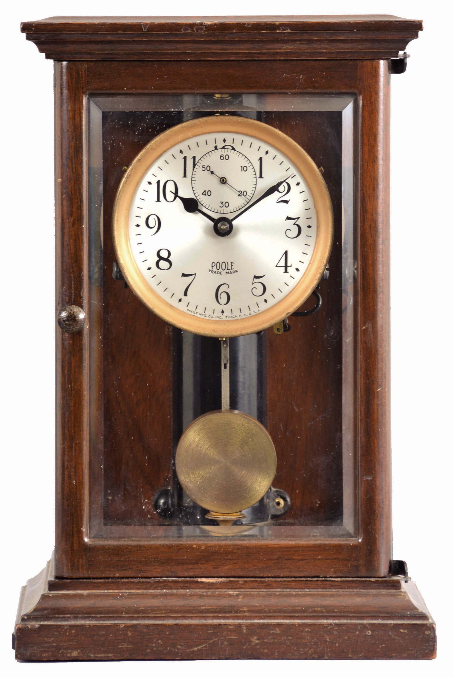 Poole Mfg. Co., Ithaca, New York, "Salem Model", electric battery model mantel clock. Serial no. 13031. — Antique Clocks Price Guide