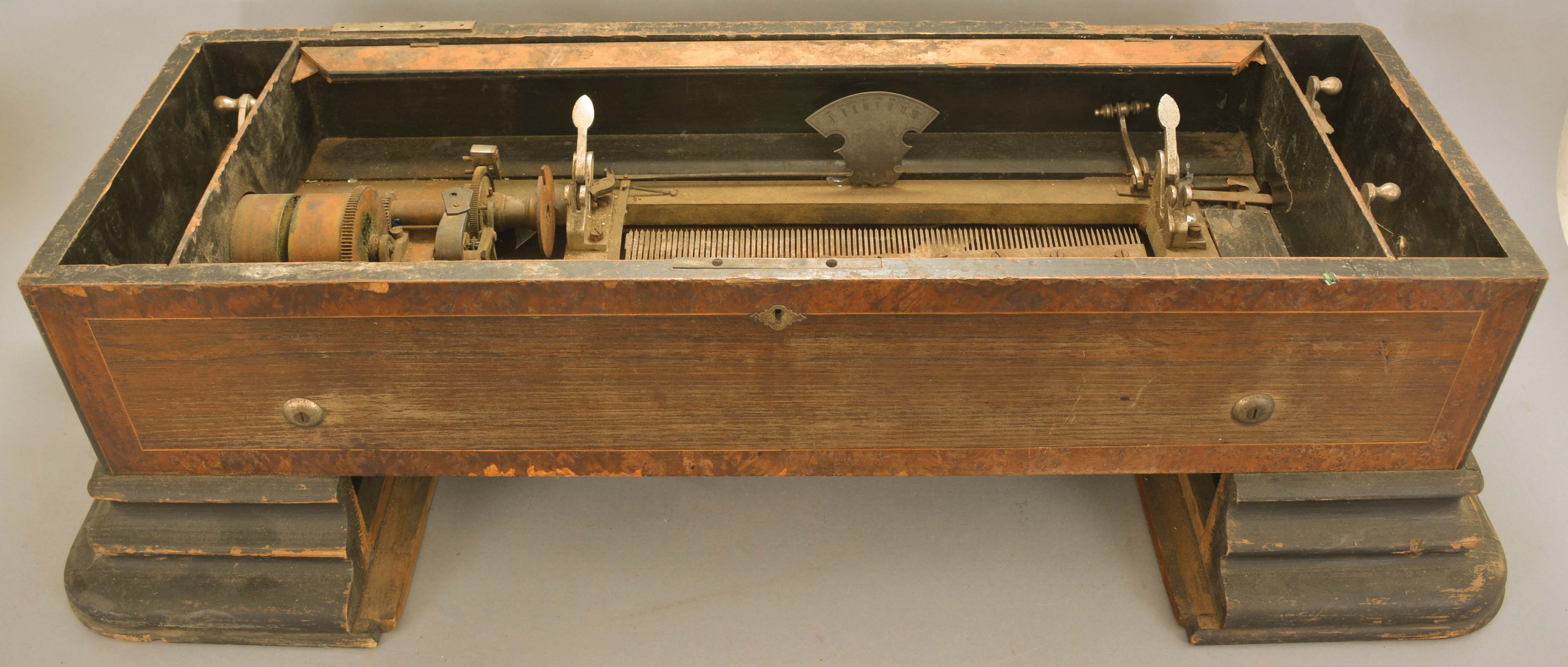 Disc and Cylinder Music Boxes for Parts or restoration: Lot includes three cylinder music boxes, and one disc music box with dozens of discs of various diameters [total 4 boxes] — Antique Clocks Price Guide